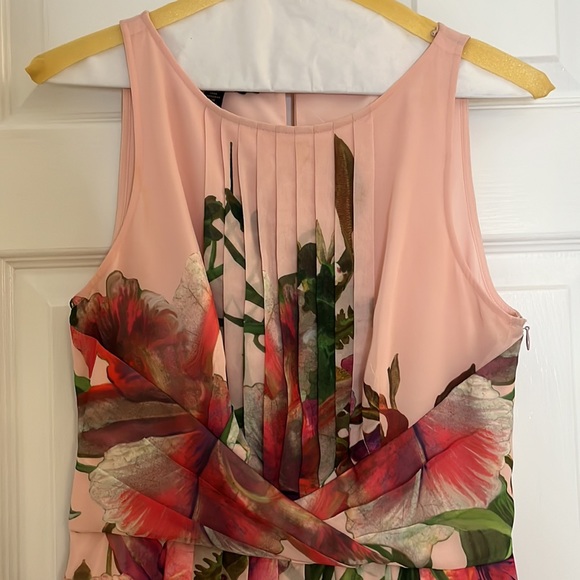 Ted Baker pink floral a line dress - Picture 2 of 4